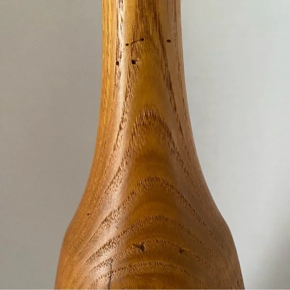 Mid Century Live Edge Wood Vase Hand Turned Wood Vase California Wooden Bottle - Picture 7 of 17